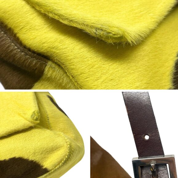 FENDI Vintage FF Logo Mamma Baguette Shoulder Bag Yellow [105334] - Picture 12 of 13